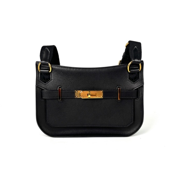 HERMES Mini Jypsiere Black Evercolor Leather Gold Hardware Crossbody Bag - Picture 3 of 12